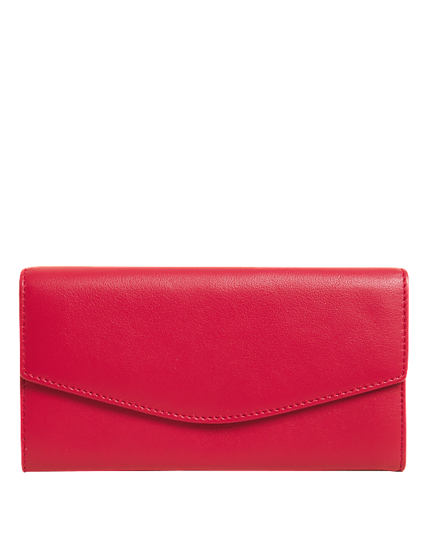 Leather Croc Effect Large Foldover Purse