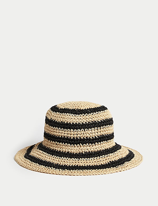 Straw Packable Bucket Hat BLACK MIX Hats M S PT
