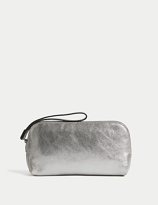 Leather Zip Around Pouch METALLIC Purses M S IS