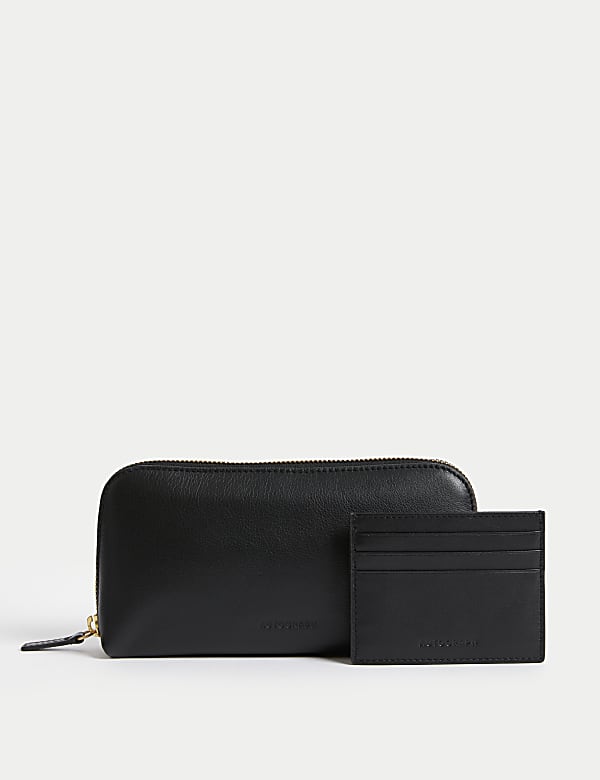 Leather Purse Card Holder Gift Set BLACK Purses M S GR