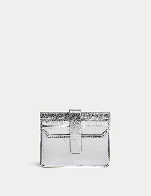 Leather Card Holder SILVER Purses M S CY
