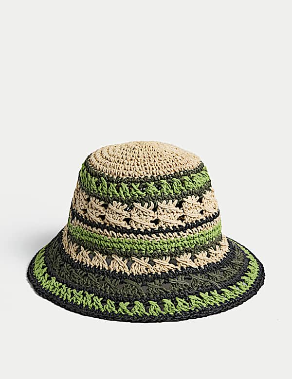Straw Striped Bucket Hat - MX