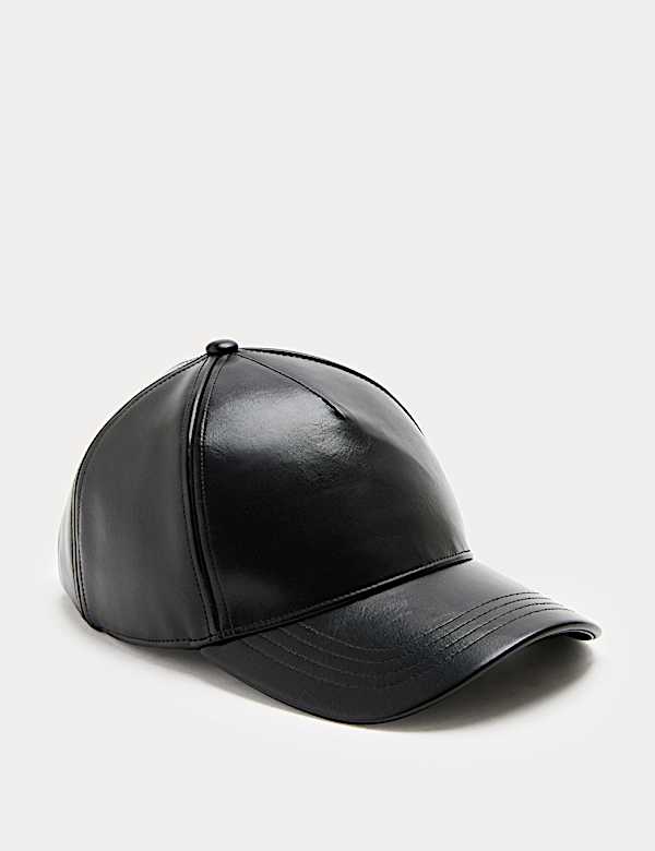 Faux Leather Baseball Cap - NL