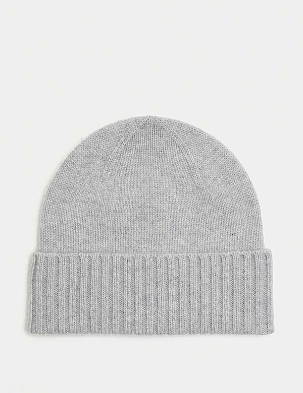 Pure Cashmere Knitted Turn Up Beanie Hat - EE