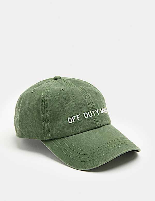 Pure Cotton Graphic Baseball Cap | GREEN | Hats | M&S JP