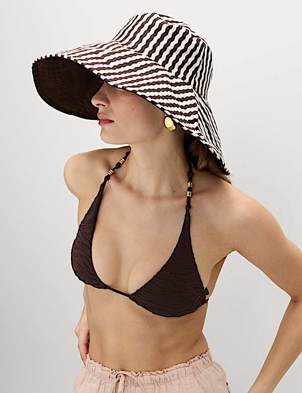 Pure Cotton Reversible Wide Brim Bucket Hat - BN