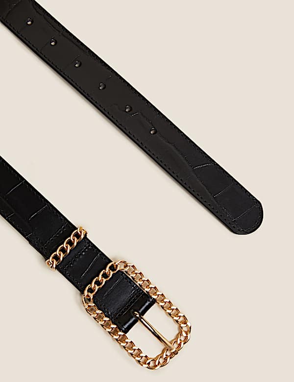 Leather Chain Buckle Jean Belt