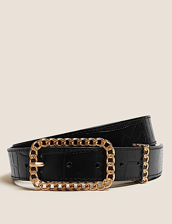 Leather Chain Buckle Jean Belt