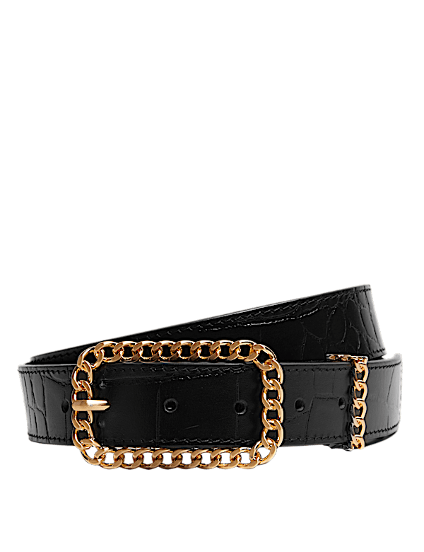 Leather Chain Buckle Jean Belt
