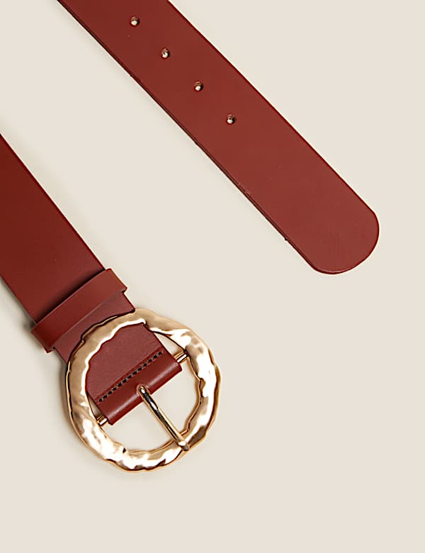 Leather Circle Buckle Waist Belt