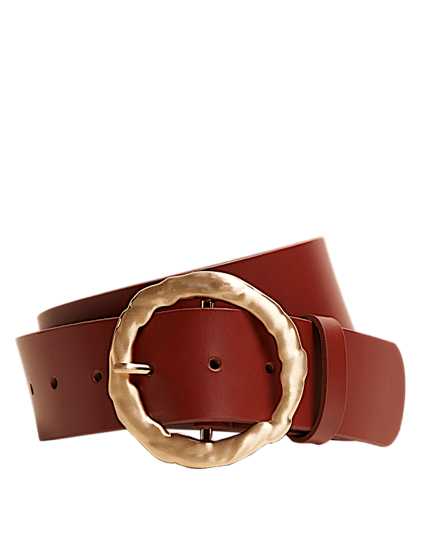 Leather Circle Buckle Waist Belt
