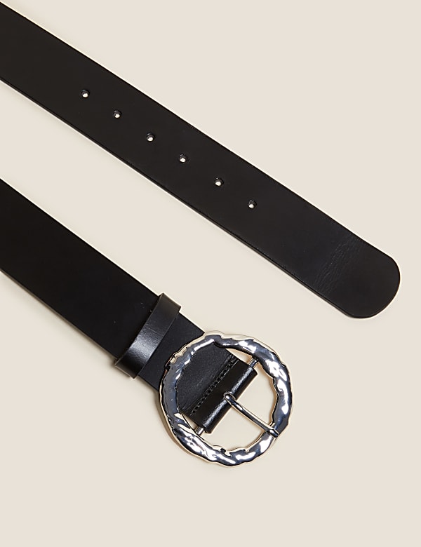 Leather Circle Buckle Waist Belt