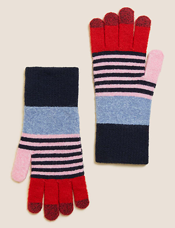 Knitted Striped Gloves - MY