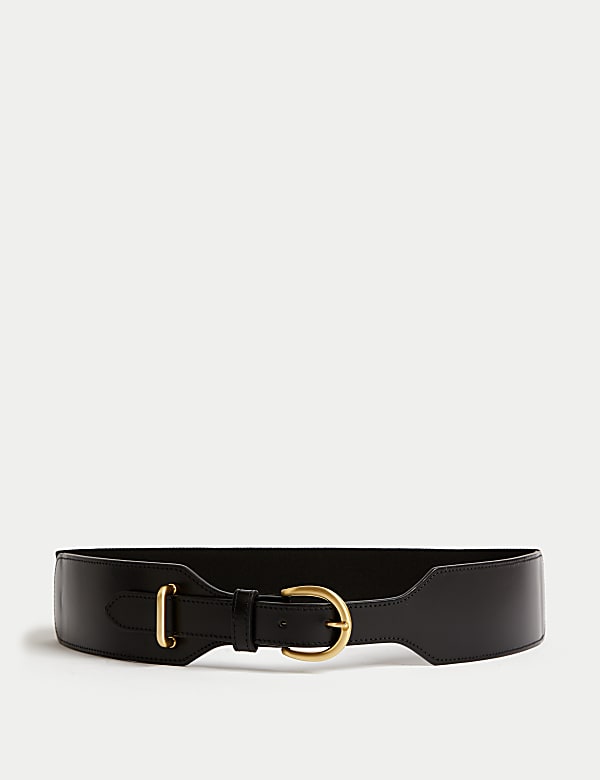 Leather Elastic Waist Belt BLACK Belts M S CA