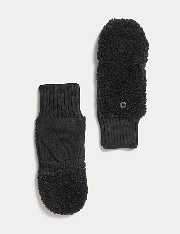 Fluffy Knitted Cuff Mittens - JO