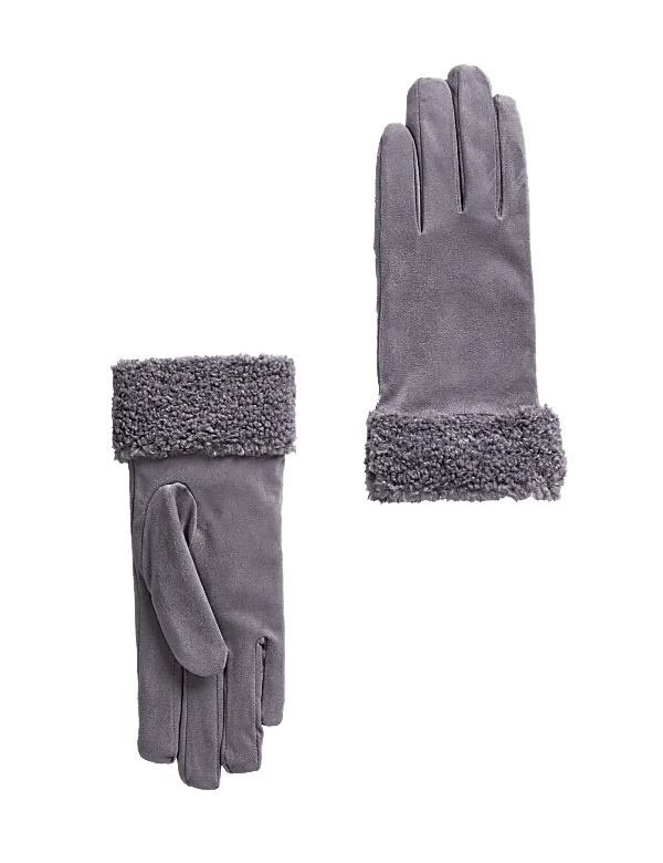Faux Sheepskin Cuffed Gloves