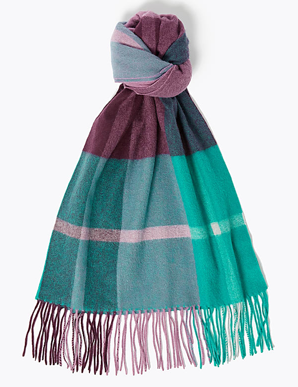 Pure Cashmere Checked Scarf - JE