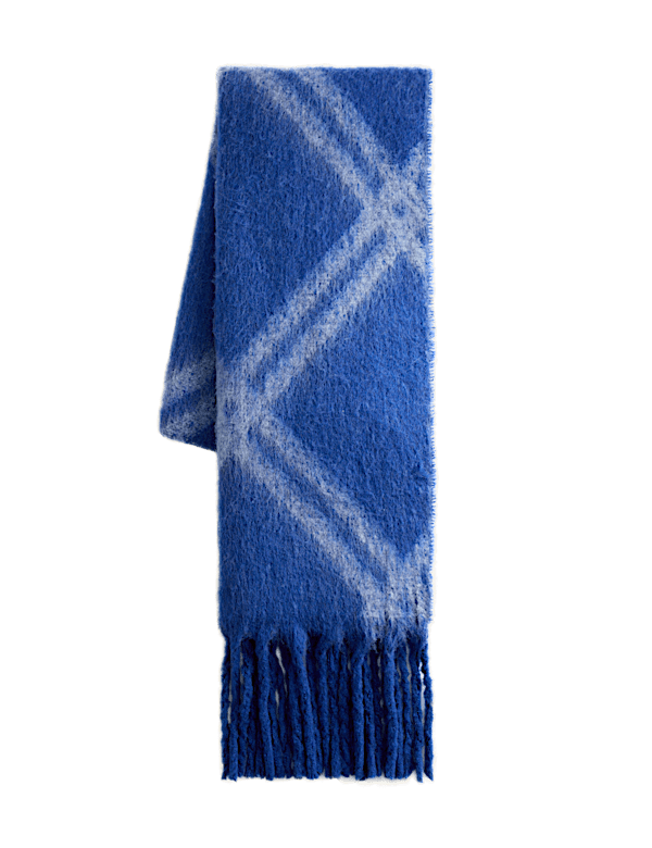 Knitted Argyle Tassel Scarf