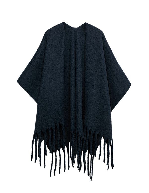 Brushed Fringed Wrap Scarf with Wool