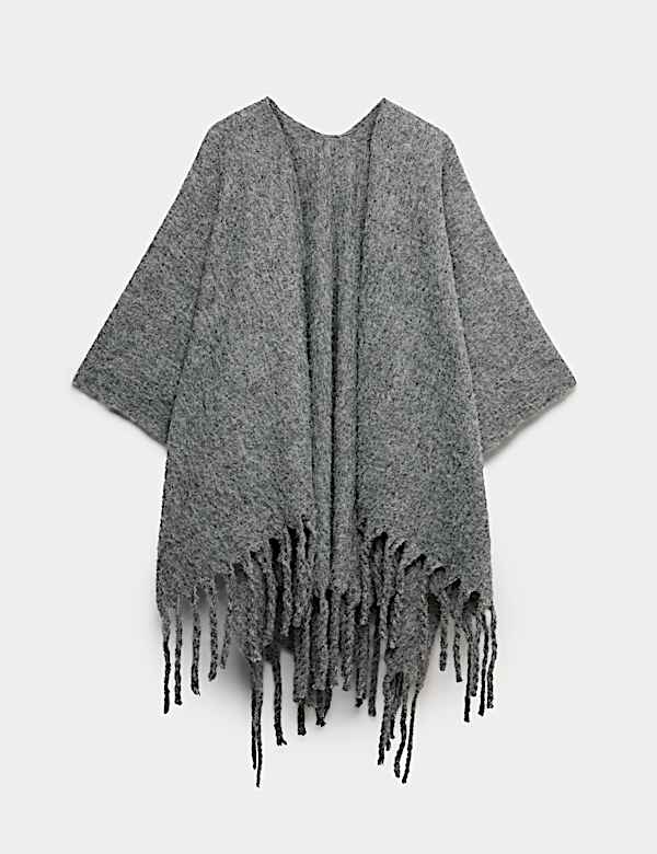 Brushed Fringed Wrap Scarf with Wool - RO