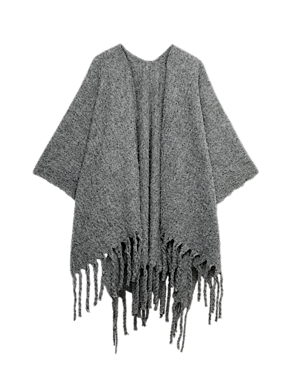 Brushed Fringed Wrap Scarf with Wool