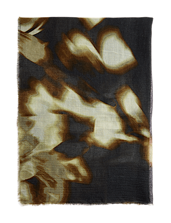 Printed Lightweight Scarf with Wool