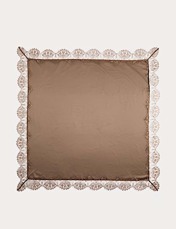 Satin Lace Detail Scarf - US