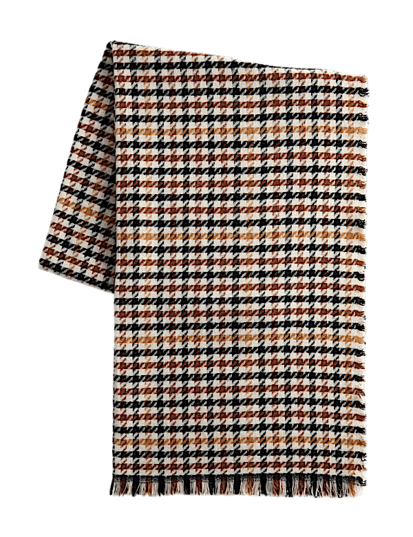 Checked Fringed Scarf