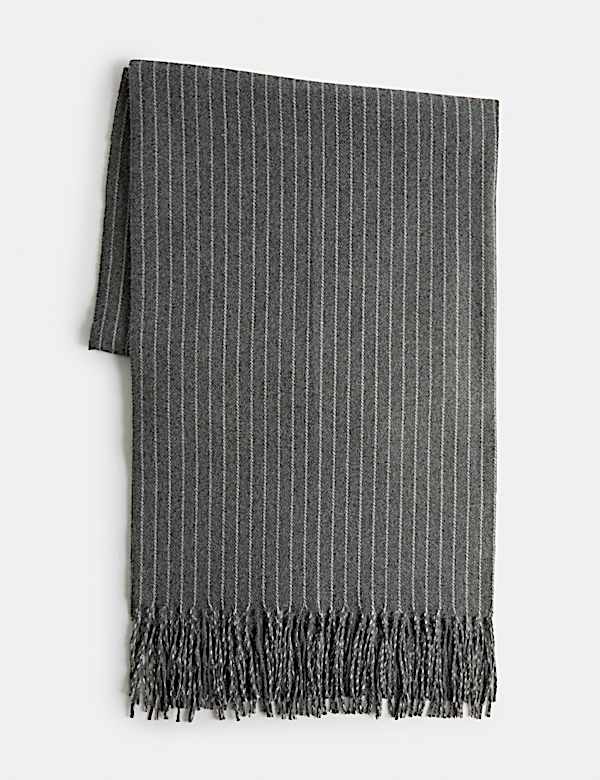 Pinstripe Tassel Scarf