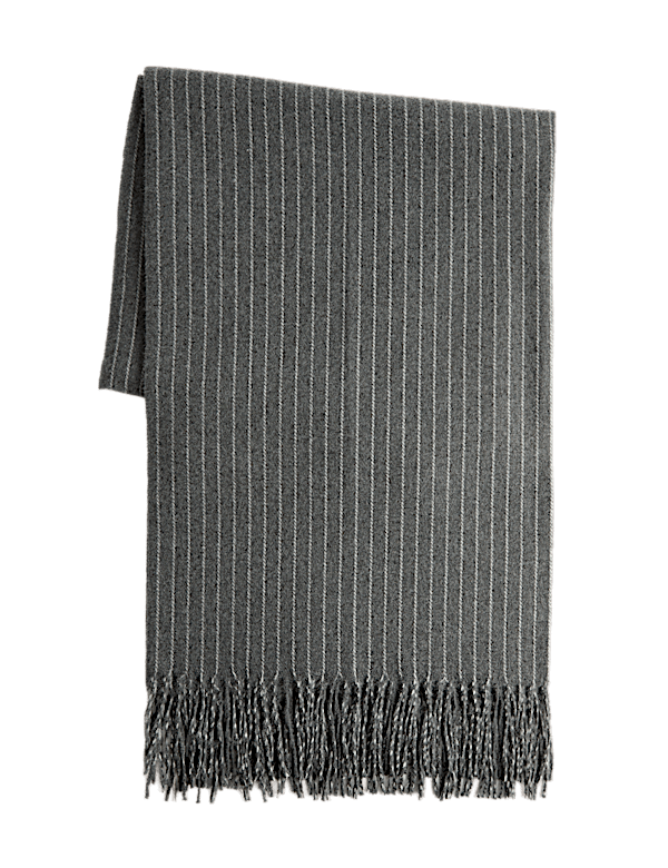 Pinstripe Tassel Scarf