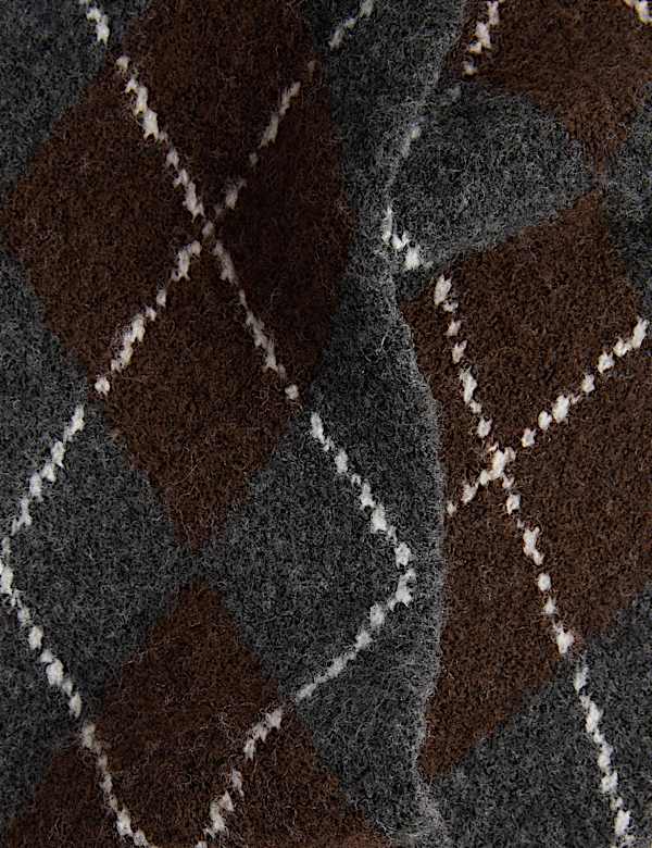 Argyle Skinny Scarf with Wool