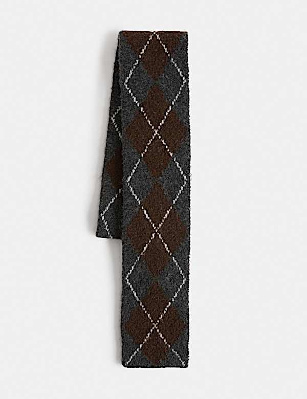 Argyle Skinny Scarf with Wool