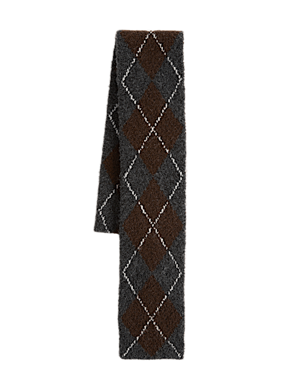 Argyle Skinny Scarf with Wool