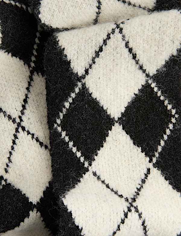 Argyle Skinny Scarf with Wool