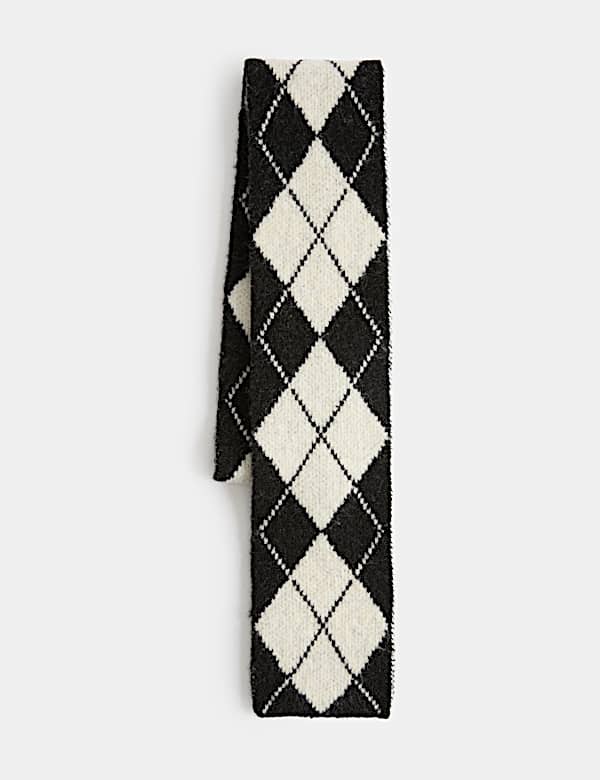 Argyle Skinny Scarf with Wool