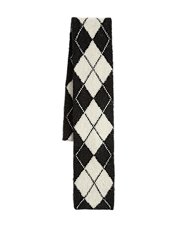 Argyle Skinny Scarf with Wool