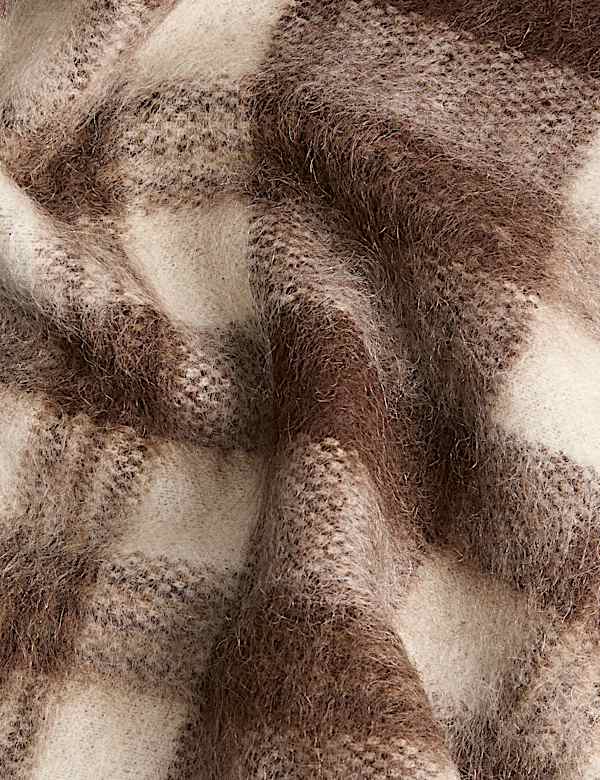 Bufanda triangular de cuadros con mezcla de mohair - US