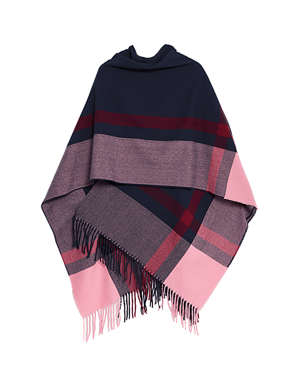 Colourblocked Open Front Poncho