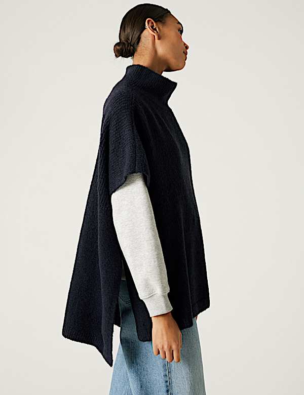 Knitted High Low Poncho