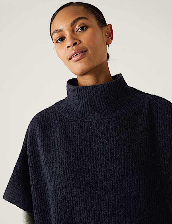 Knitted High Low Poncho