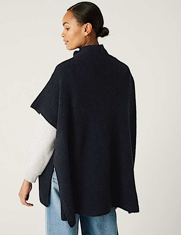 Knitted High Low Poncho
