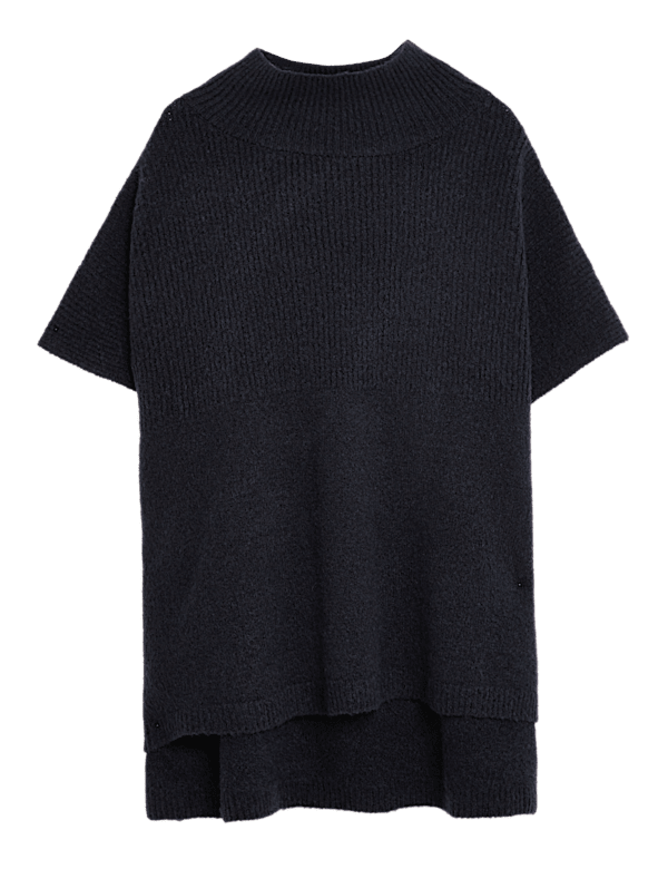 Knitted High Low Poncho