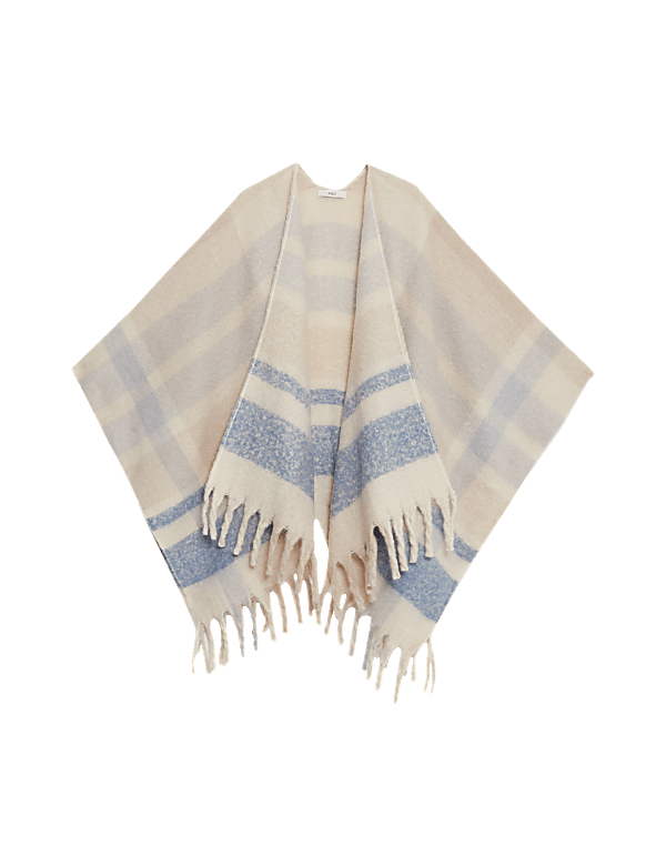 Brushed Checked Poncho