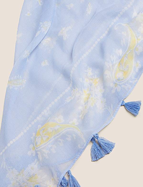 Floral Tassel Scarf