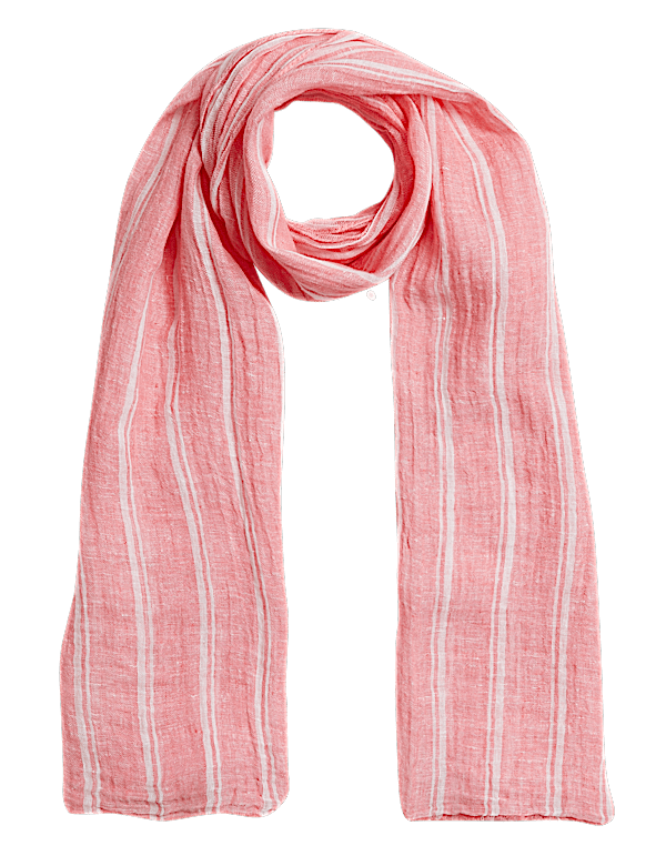Pure Linen Striped Scarf