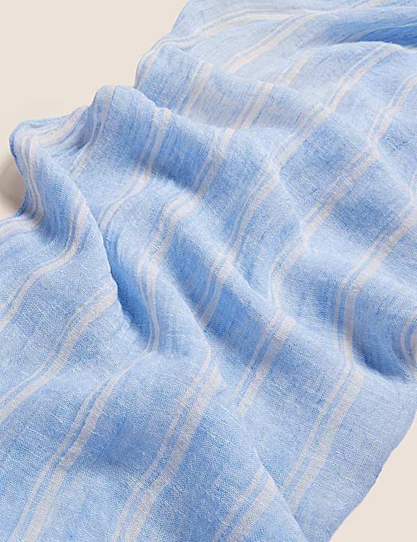 Pure Linen Striped Scarf