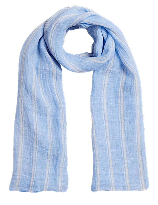 Pure Linen Striped Scarf