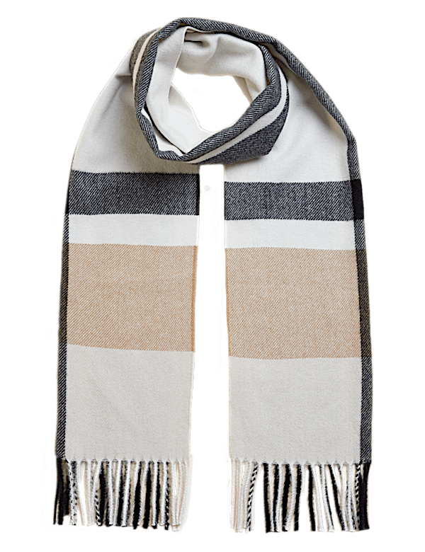 Checked Tassel Scarf