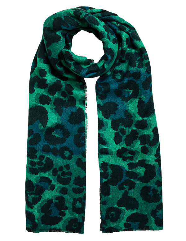 Animal Print Scarf with Wool