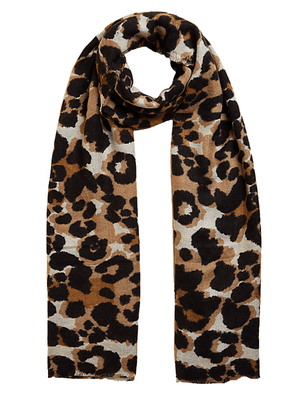 Animal Print Scarf with Wool